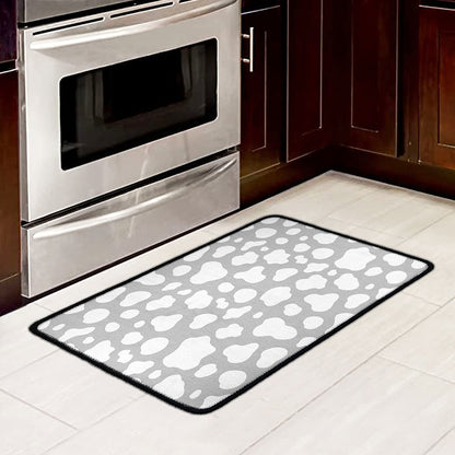 White And Grey Cow Print Kitchen Mat