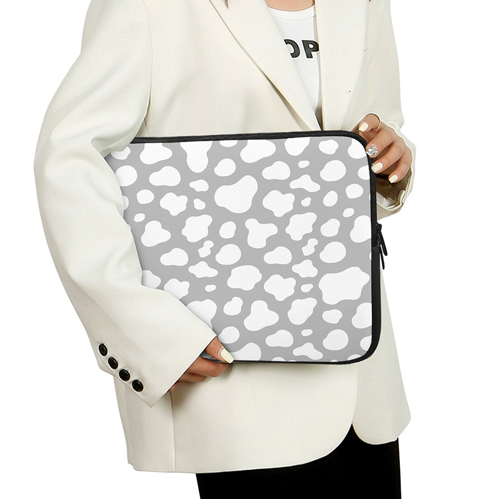 White And Grey Cow Print Laptop Sleeve