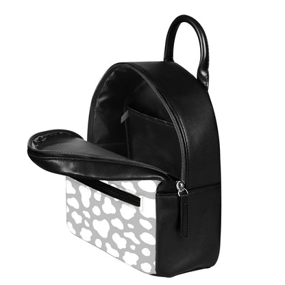 White And Grey Cow Print Leather Backpack