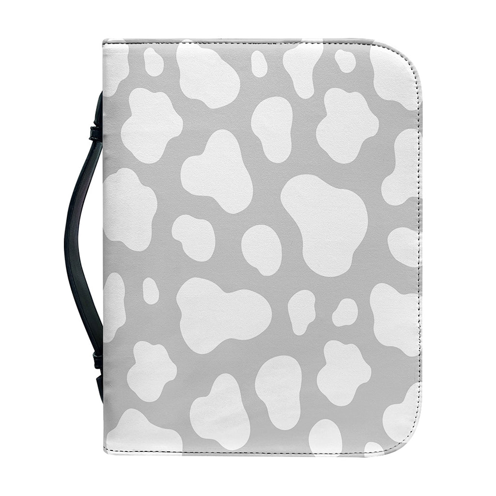 White And Grey Cow Print Leather Bible Cover