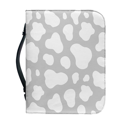 White And Grey Cow Print Leather Bible Cover