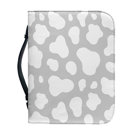White And Grey Cow Print Leather Bible Cover
