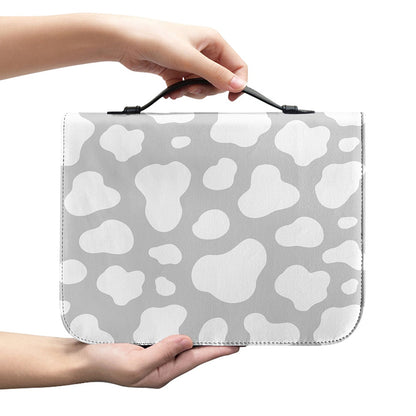 White And Grey Cow Print Leather Bible Cover