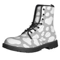 White And Grey Cow Print Lace-Up Boots