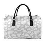 White And Grey Cow Print Leather Duffle Bag