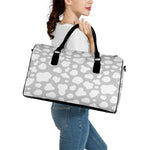 White And Grey Cow Print Leather Duffle Bag