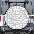 White And Grey Cow Print Leather Spare Tire Cover