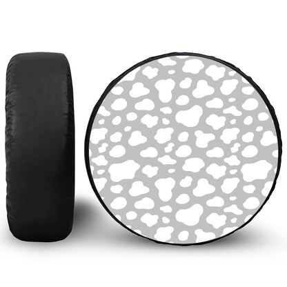 White And Grey Cow Print Leather Spare Tire Cover