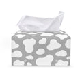 White And Grey Cow Print Leather Tissue Box Cover
