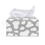 White And Grey Cow Print Leather Tissue Box Cover
