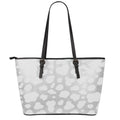 White And Grey Cow Print Leather Tote Bag With Zipper