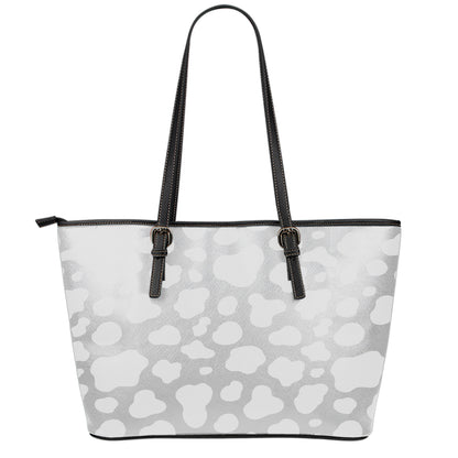 White And Grey Cow Print Leather Tote Bag