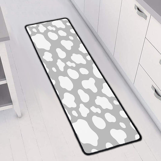 White And Grey Cow Print Long Kitchen Mat