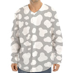 White And Grey Cow Print Long Sleeve Baseball Jersey