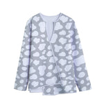 White And Grey Cow Print Long Sleeve Short Coat