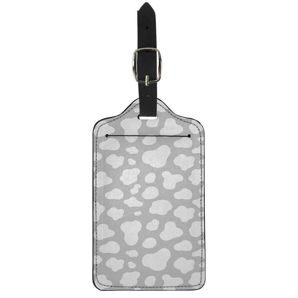 White And Grey Cow Print Luggage Tag