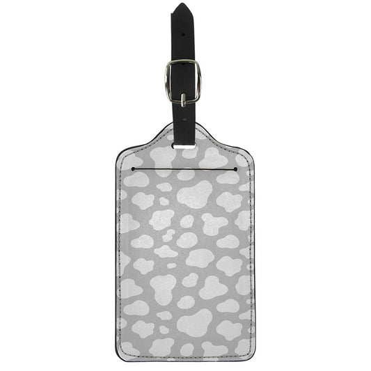 White And Grey Cow Print Luggage Tag