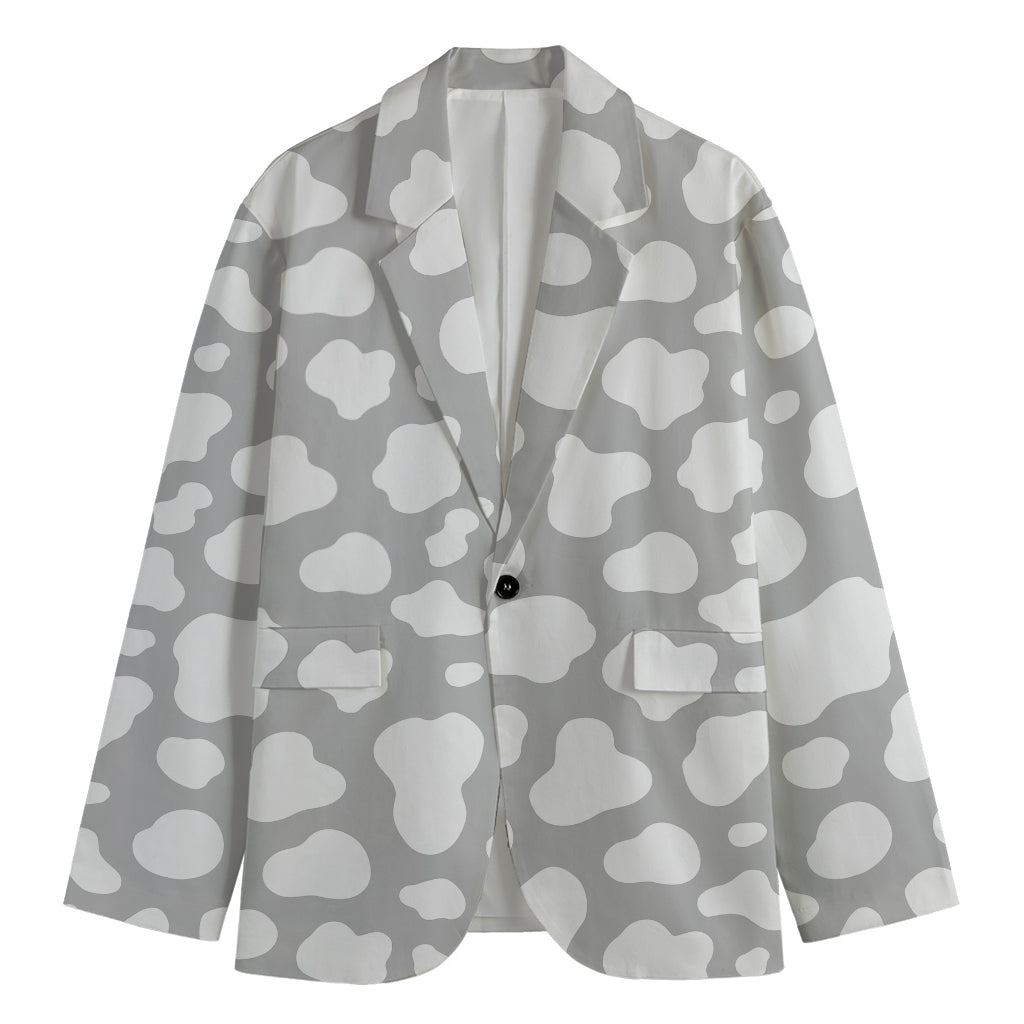 White And Grey Cow Print Men's Blazer