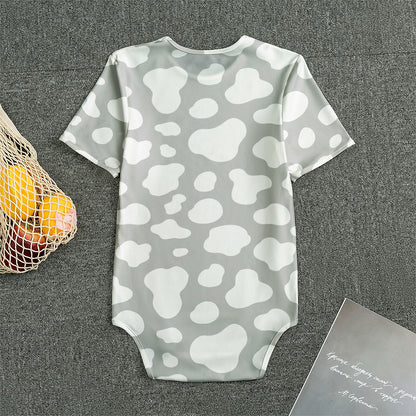 White And Grey Cow Print Men's Bodysuit