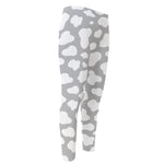 White And Grey Cow Print Men's Compression Pants