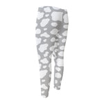 White And Grey Cow Print Men's Compression Pants