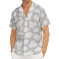 White And Grey Cow Print Men's Deep V-Neck Shirt