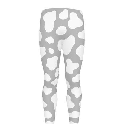 White And Grey Cow Print Men's leggings