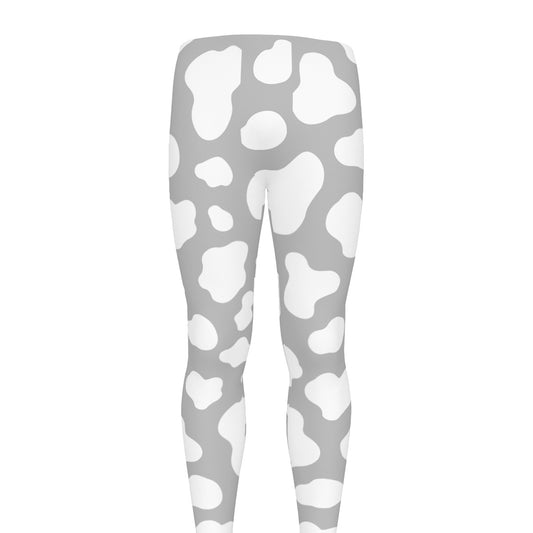 White And Grey Cow Print Men's leggings