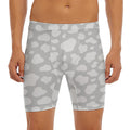 White And Grey Cow Print Men's Long Boxer Briefs
