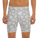 White And Grey Cow Print Men's Long Boxer Briefs