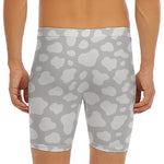 White And Grey Cow Print Men's Long Boxer Briefs