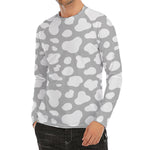 White And Grey Cow Print Men's Long Sleeve Rash Guard