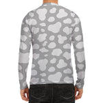 White And Grey Cow Print Men's Long Sleeve Rash Guard