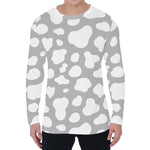White And Grey Cow Print Men's Long Sleeve T-Shirt