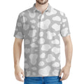 White And Grey Cow Print Men's Polo Shirt