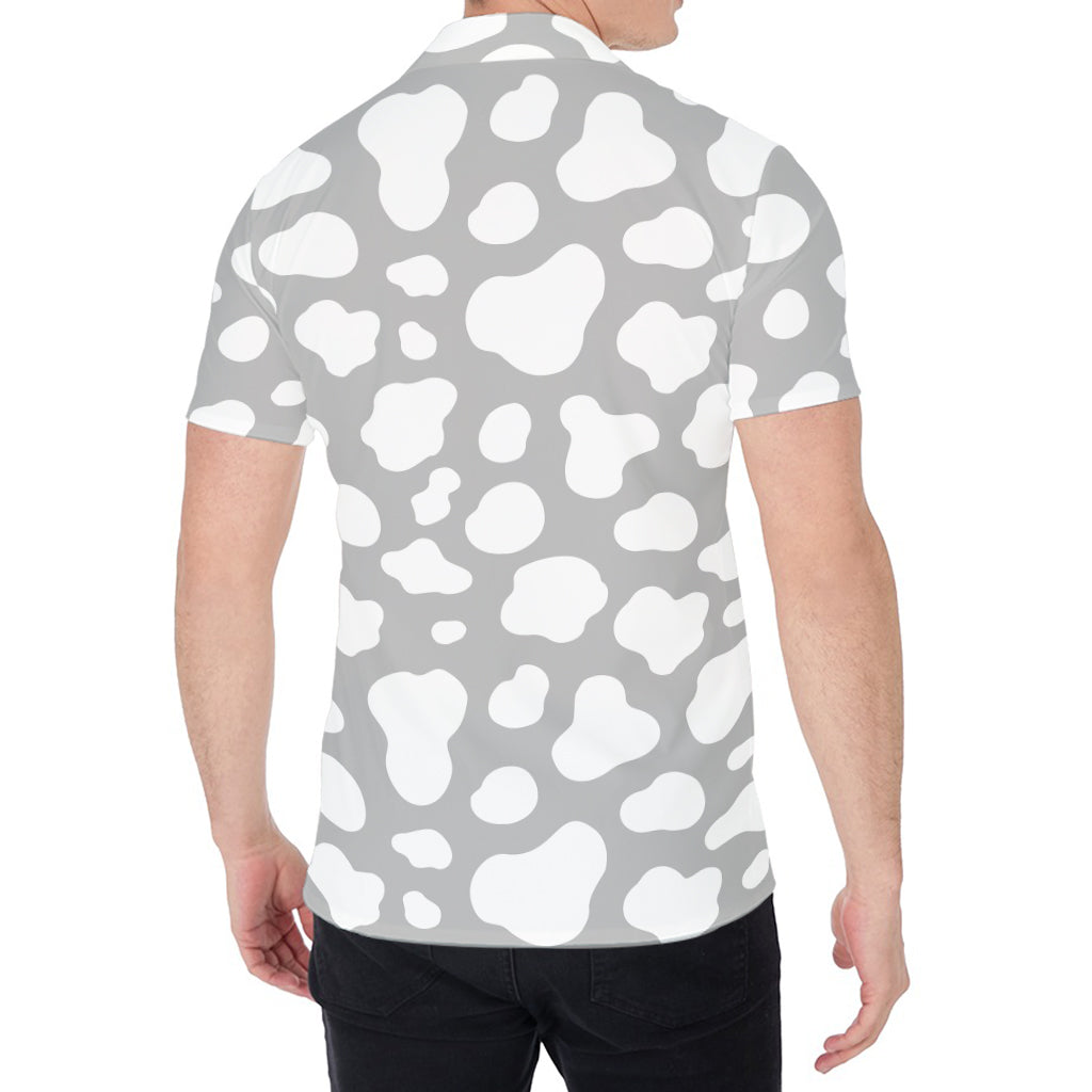 White And Grey Cow Print Men's Shirt