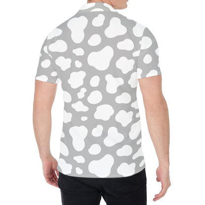 White And Grey Cow Print Men's Shirt