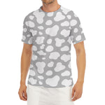 White And Grey Cow Print Men's Short Sleeve Rash Guard