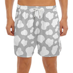 White And Grey Cow Print Men's Split Running Shorts