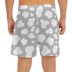 White And Grey Cow Print Men's Split Running Shorts
