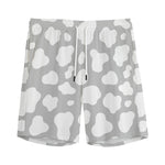 White And Grey Cow Print Men's Sports Shorts