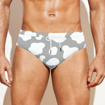 White And Grey Cow Print Men's Swim Briefs