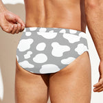 White And Grey Cow Print Men's Swim Briefs