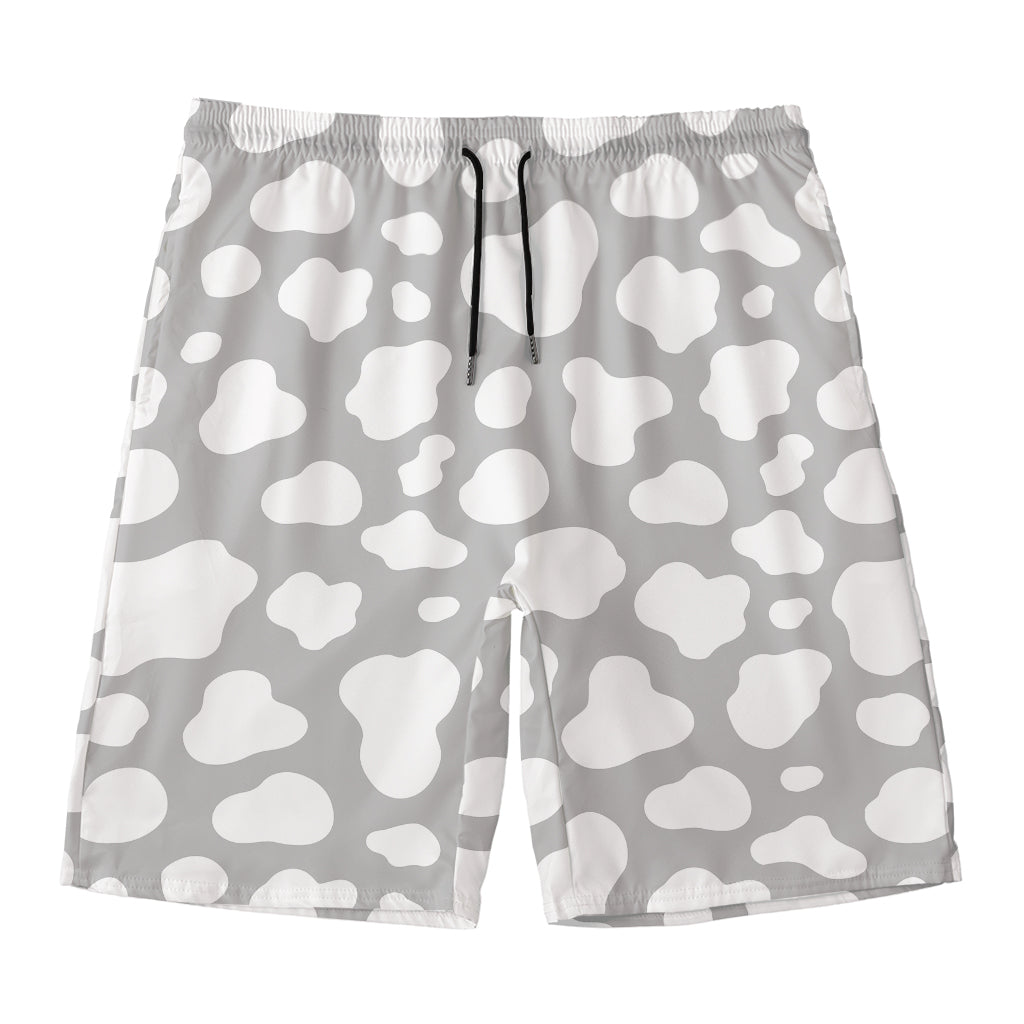 White And Grey Cow Print Men's Swim Trunks