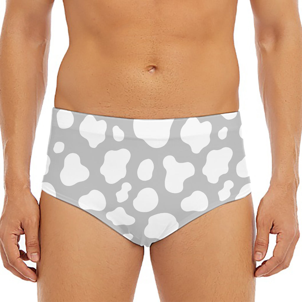 White And Grey Cow Print Men's Triangle Swim Briefs