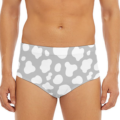 White And Grey Cow Print Men's Triangle Swim Briefs