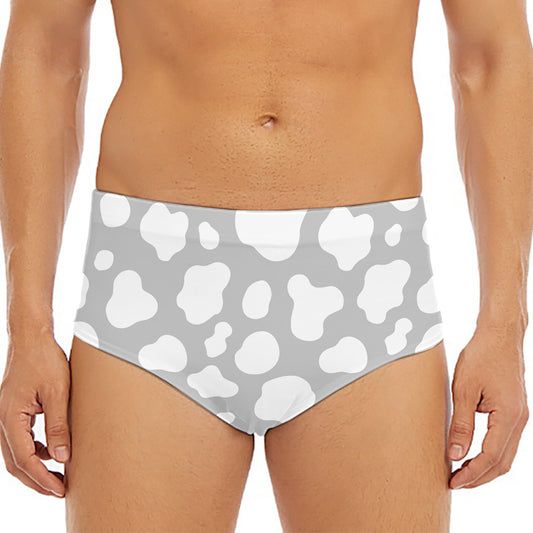 White And Grey Cow Print Men's Triangle Swim Briefs