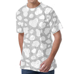 White And Grey Cow Print Men's Velvet T-Shirt