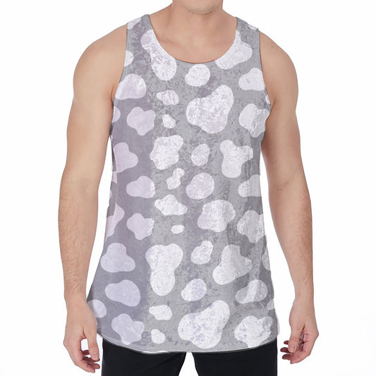 White And Grey Cow Print Men's Velvet Tank Top