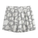 White And Grey Cow Print Mesh Shorts